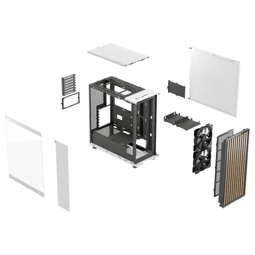 Fractal Design Fractal Design North Chalk White TG Clear Tint Gaming Case, Temp Glass Side Panel, Support Up to 360mm Radiator &amp; 6x120mm Fans, 2 x 2.5/3.5" Drive Bays, USB-C 3.1 Gen 2, 2 x USB-A 3.1 | FD-C-NOR1C-04 - product view 3 of 5