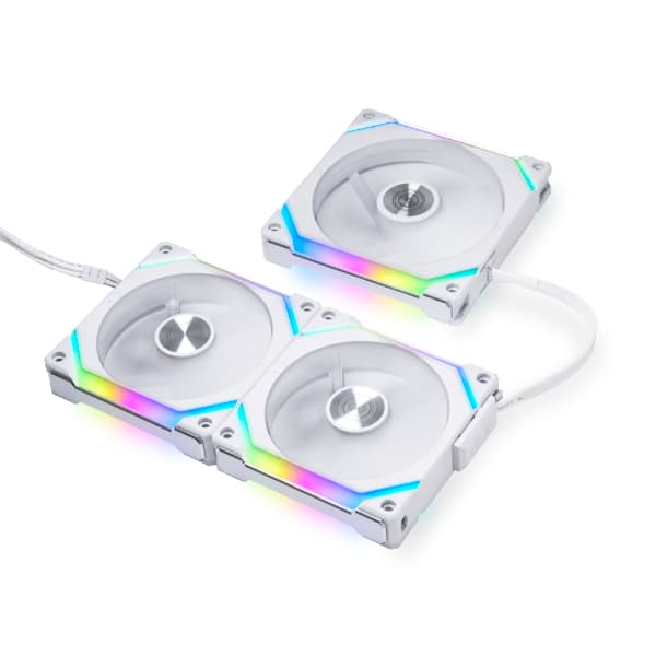 LIAN LI LIAN LI UNI FAN SL120 V2 White (3-Pack): 120mm PC Case Fans, 64.5 CFM Airflow, 29.2 dB(A) Noise, PWM & ARGB Control | G99.12SLV23W - product view 1 of 2