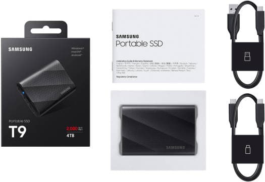 SAMSUNG SAMSUNG 4TB T9 USB-C 3.2 Gen 2x2 Portable SSD, Up to 2000 MB/s Sequential Read Speed & 2000 MB/s Seq Write Speed, PCIe NVMe Technology, 256-Bit AES, Universal Compatibility, Black | MU-PG4T0B/WW - product view 2 of 7