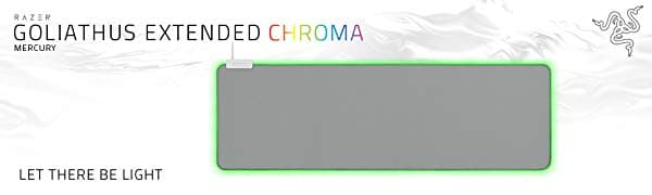 RAZER Razer Goliathus Extended Chroma Gaming Mousepad, Customizable Chroma RGB Lighting, Soft, Cloth Material - Mercury White | RZ02-02500314-R3M1 - product view 3 of 4
