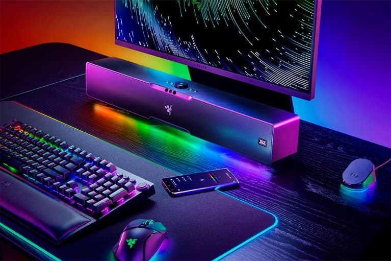 RAZER Razer Leviathan V2 Pro AI-Powered Beamforming PC Gaming Soundbar with Subwoofer, Beamforming Surround Sound with Headtracking Powered By AI, THXSpatial Audio Multi-Driver PC Soundbar & Subwoofer |  RZ05-04160100-R3G1 - product view 2 of 6