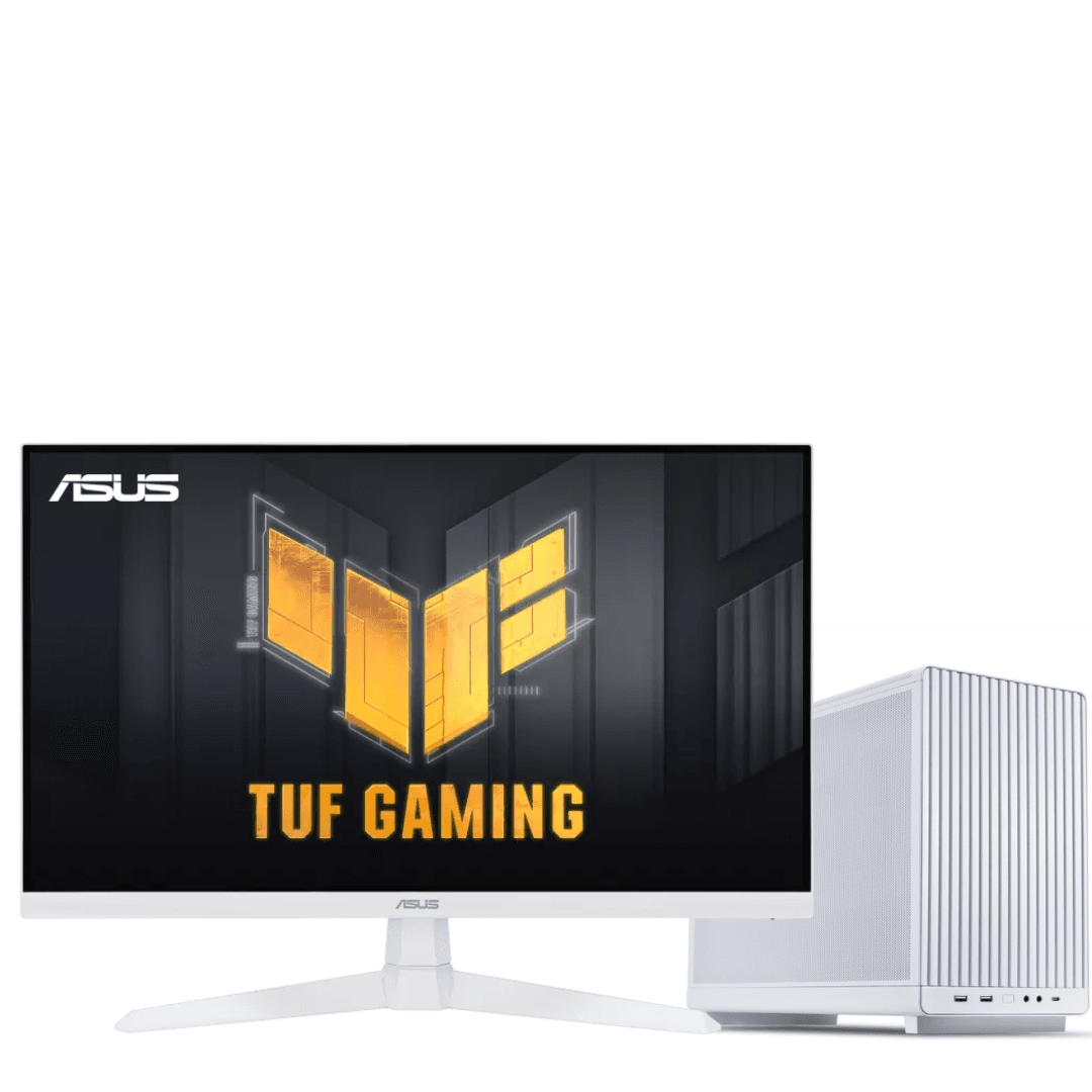 Asus ASUS Powered Mini AMD Rendering and Gaming PC With 27 Inch Monitor, AMD Ryzen 9 7950X3D, DUAL 4070 SUPER White 12GB, 64GB (2x32GB) 6000MTs, 990 PRO 2TB NVMe, 850W - product view 2 of 2