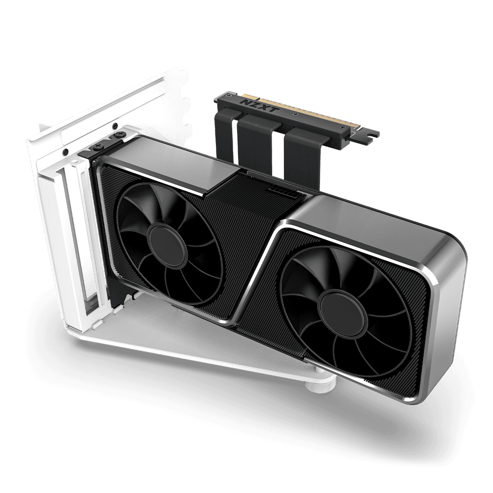 NZXT NZXT Vertical GPU Mounting Kit, 175 mm PCIe 4.0x16 Riser Cable, GPU Holder, Sturdy Steel Bracket, Fits perfectly with NZXT H5, H7 and H9 Series, White | AB-RH175-W1 - product view 3 of 4