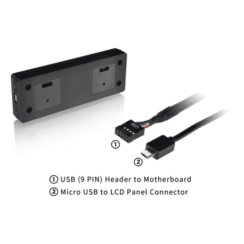 Thermaltake Thermaltake 3.9'' LCD Screen Kit, Expansion Accessory for Thermaltake Cases, Micro USB to USB (9 PIN) | AC-073-OO1NAN-A1 - product view 2 of 4