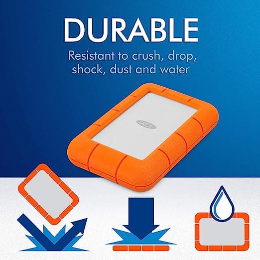 Lacie LACIE RUGGED MINI 1TB Portable USB3.0 External Hard Drive,2.5,for PC and Mac,Shock,Drop and Pressure Resistant, - product view 3 of 6