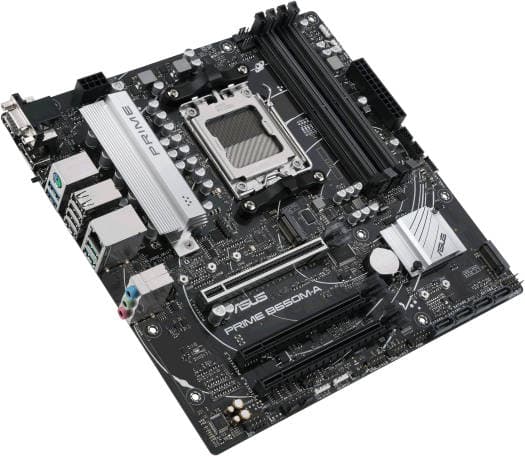 Asus ASUS PRIME B650M-A  AMD B650 Micro-ATX motherboard, DDR5, PCIe 5.0 M.2 support, Realtek 2.5Gb Ethernet, Wi-Fi 6, DisplayPort, VGA, HDMI, SATA 6 Gbps, USB 3.2 Gen 2 ports, front USB 3.2 Gen 1 Type-C, BIOS FlashBack, Aura Sync | 90MB1C10-M0EAY0 - product view 3 of 4