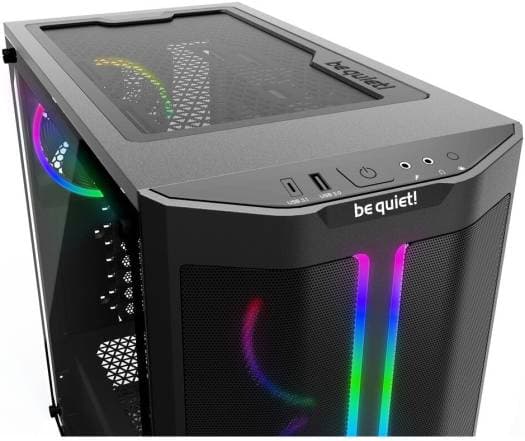 Be quiet! Be Quiet! Pure Base 500 FX aRGB Mid-Tower ATX Computer Case, 4x Light Wings PWM Fans, Up to 360mm Radiator Support, ABS + Steel + Tempered Glass Materials, USB-C / USB-A / Mic + Audio, Black | BGW43 - product view 3 of 4