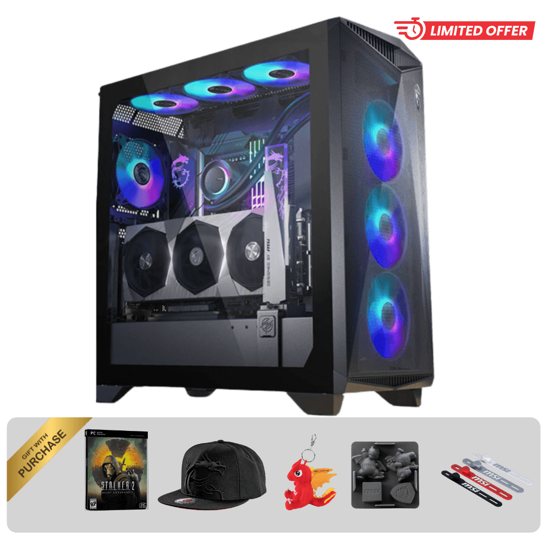 MSI MSI Gungnir 300R  Gaming PC - Intel Core i9-14900KF , MSI NVIDIA RTX 4080 SUPER 16GB GPU , 32GB DDR5 RAM 6400MHz , 2TB SSD Gen 4 SAMSUNG , 1000W 80 PLUS Gold PSU, 360mm Liquid Cooler, WIFI -BT - product view 2 of 2