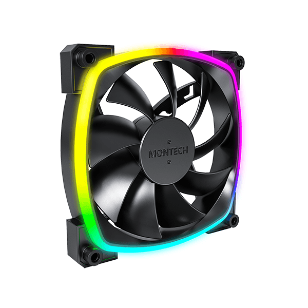 Montech MONTECH AX120 PWM ARGB PC FAN, Black 120mm Fan, 800~1600RPM (??10%), Rifle bearing, 12V, 4-pin PWM + 3-pin ARGB | AX120 - product view 3 of 9