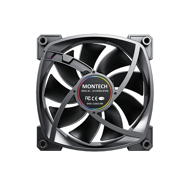 MONTECH AX120 PWM ARGB PC FAN, Black 120mm Fan, 800~1600RPM (??10%), Rifle bearing, 12V, 4-pin PWM + 3-pin ARGB | AX120 – Buy Online