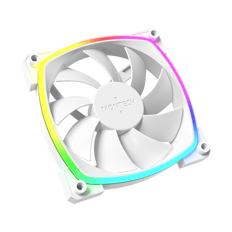 Montech MONTECH AX120 PWM ARGB PC FAN, White 120mm Fan, 800~1600RPM (??10%), Rifle bearing, 12V, 4-pin PWM + 3-pin ARGB | AX120 - product view 2 of 9