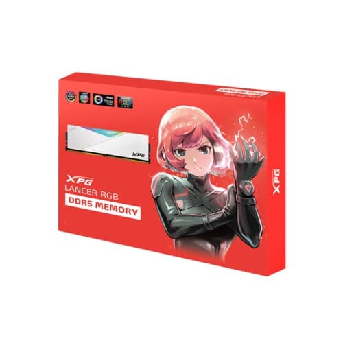 ADATA Adata XPG Lancer RGB 32GB (2x16GB) DDR5 Memory, 5200MHz Tested Speed, CL38 Latency, Dual Channel Kit, PC5-41600, 1.25 V, Intel XMP 3.0, Integ Heatsink, Unbuffered, ECC, White | AX5U5200C3816G-DCLARWH - product view 2 of 3
