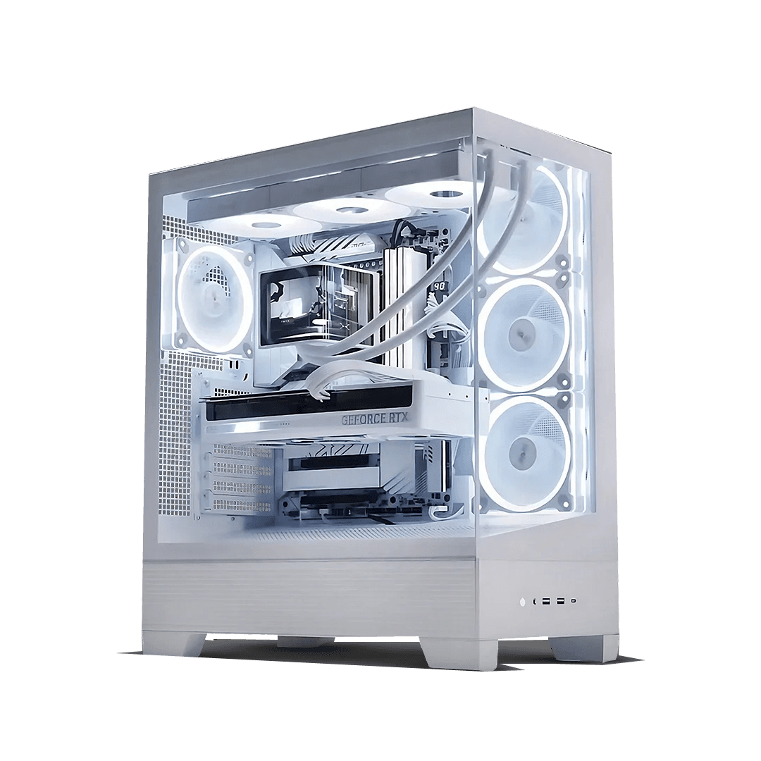 Gaming PC White AMD Gaming PC: AMD Ryzen 7 9800X3D + GIGABYTE RTX 5070 EAGLE OC ICE SFF 12GB GDDR7, 32GB DDR5 6000MHz CL30 RGB, 1TB Samsung 990 PRO NVMe SSD, 360mm Tryx Panorama SE 2K Curved AMOLED AIO, 850W Gold ATX 3.1 PSU, WiFi 7, ASUS Case A31 Plus White – Buy Online