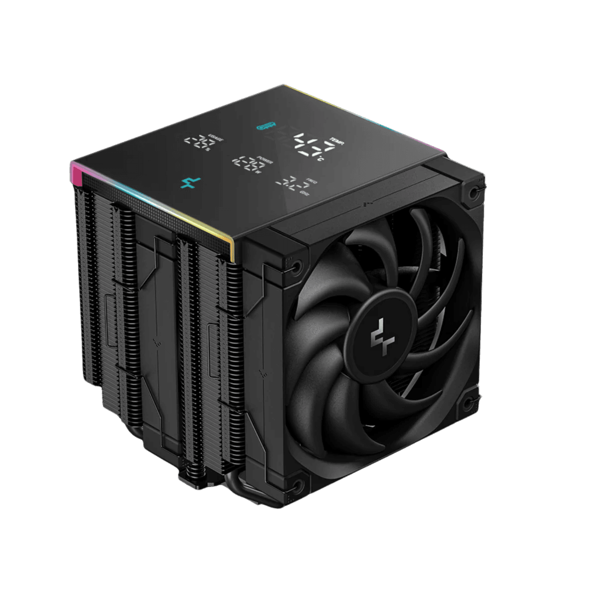 Deepcool AK620 DIGITAL PRO Air Cooler, Multi-data point screen, CTT 2.0 Heatpipe, 500~1750 RPM±10%, 60.89 CFM Fan Airflow, 2.91 mmAq  Fan Air Pressure, Fluid Dynamic Bearing, Black | R-AK620-BKAPMN-G – Buy Online