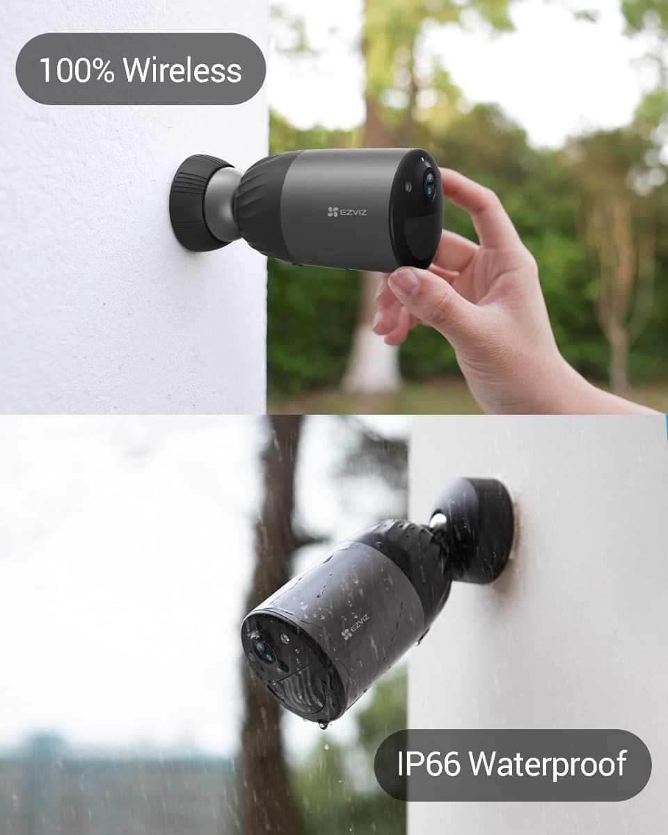 EZVIZ EZVIZ eLife BC1C Battery-Powered Camera, 1080p Video, 7,800 mAh Rechargeable Lithium Battery, Built-in 32 GB eMMC Storage, Color Night Vision, Accurate Human Motion Detection, Two-Way Talk, 2.4 GHz Wi-Fi, Customizable Voice Alerts - product view 1 of 7