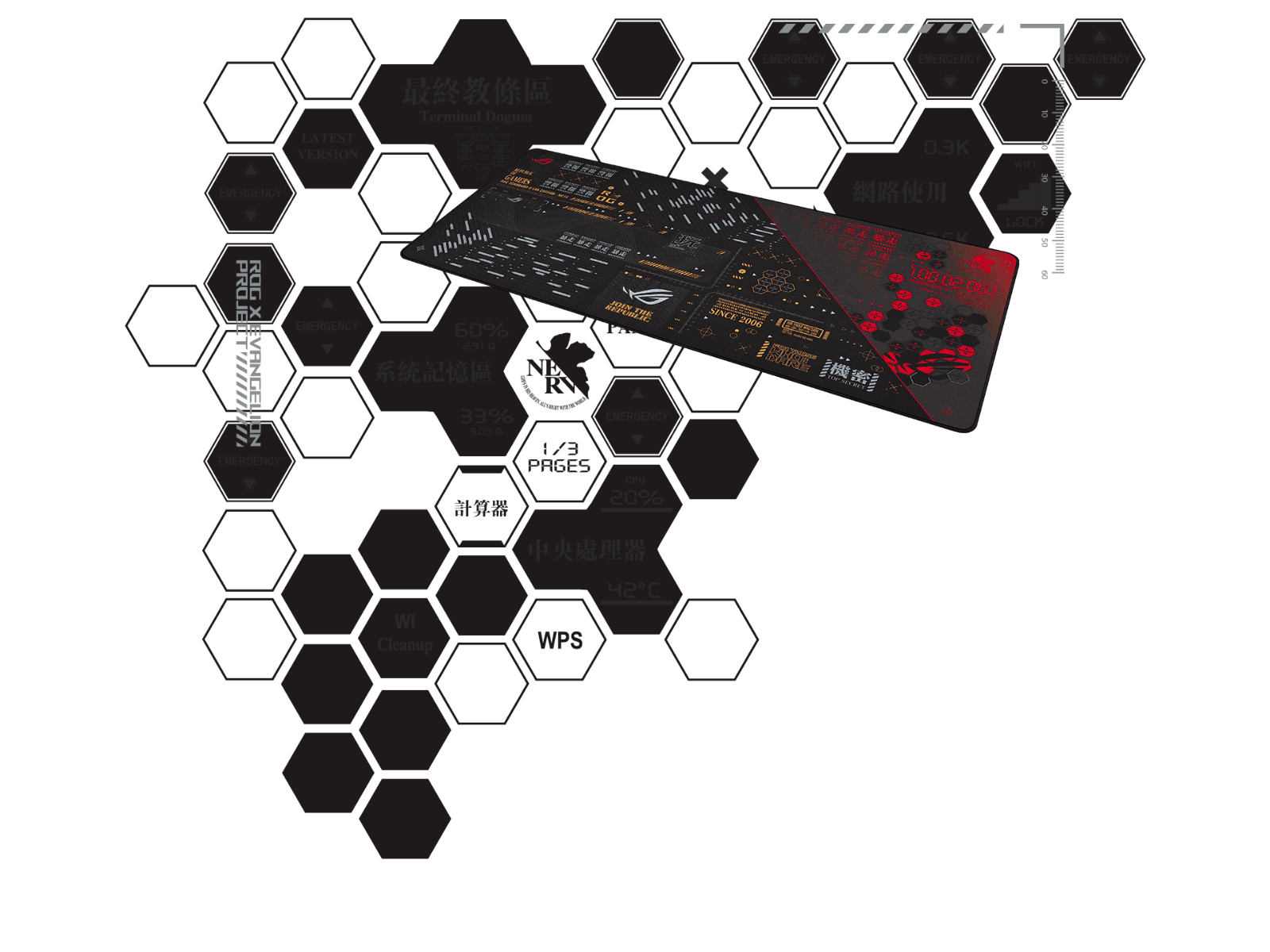 Asus ASUS ROG Scabbard II EVA Edition is a gaming mouse pad with EVA-inspired design, protective nano coating for a water-, oil-and dust-repellent surface 90MP02R0-BPUA00 - product view 3 of 4