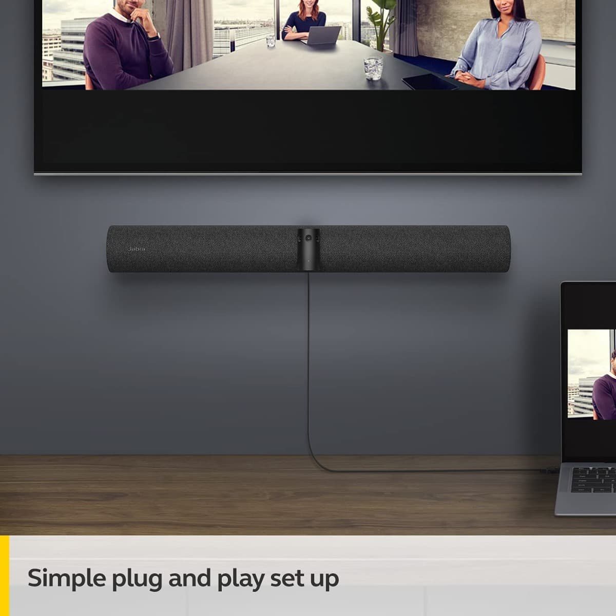 Jabra Jabra 8200-237 PanaCast 50 Panoramic 4K Video Bar - Conference Camera for Small & Medium Rooms with 180 Degree Field of View & 8 Microphones - UK Power Supply - Black - product view 3 of 9