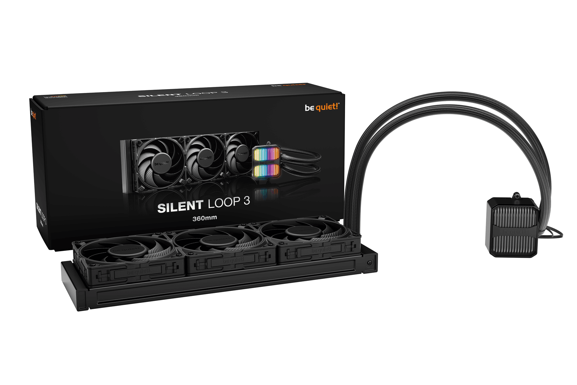 Be quiet! be quiet! Silent Loop 3 360mm All-in-One Liquid CPU Cooler, 3x Silent Wings 4 120mm PWM Fans & 3-Chamber Pump, Black | BW025 - product view 1 of 6