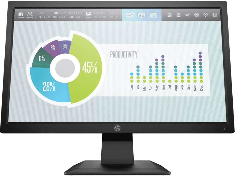 Hp HP P204v 19.5" Business Monitor, HD+ (1600 x 900) Anti-glare Display, TN with LED Backlight Panel, 5ms GtG Response Time, VESA MounT, HDMI 1.4 / VGA, Black | 5RD66AS#ABV - product view 3 of 4