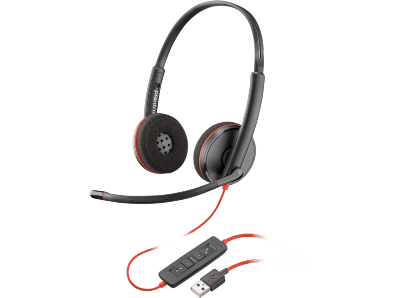 HP Poly Blackwire 3220 Stereo USB-A Headset, PCs via USB/USB Type-C, connects to mobile devices and tablets via 3.5 mm and devices that support USB Type-C | 80S02A6