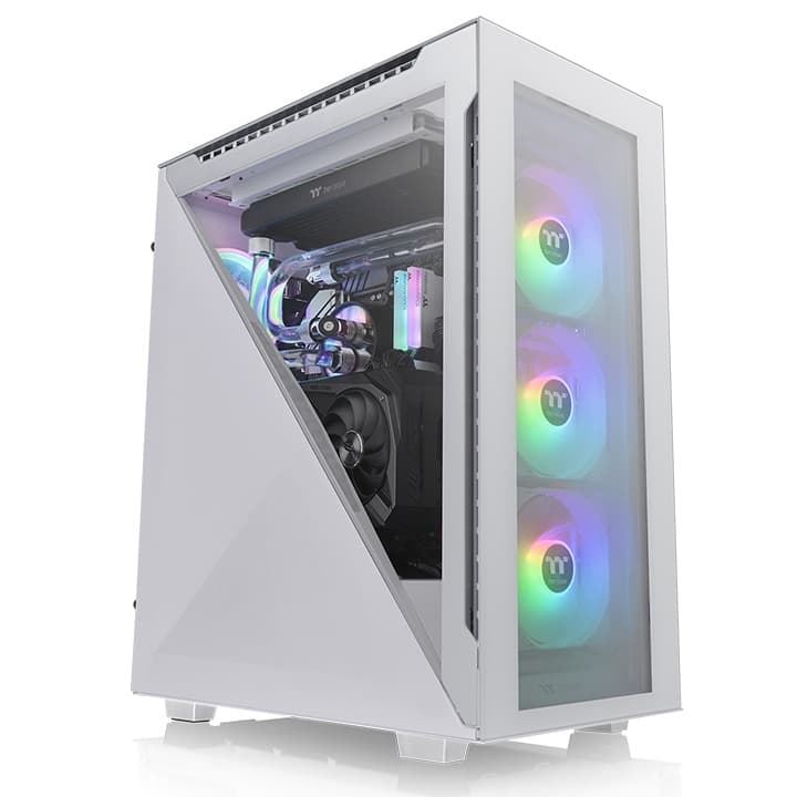 Thermaltake Thermaltake Divider 500 TG Snow ARGB Mid Tower Chassis, Front 3x 120 x 120 x 25 mm ARGB fan, Rear 1x 120 x 120 x 25 mm fan, 3mm Tempered Glass x 4, 7 x Drive Bays, | CA-1T4-00M6WN-01 - product view 2 of 4