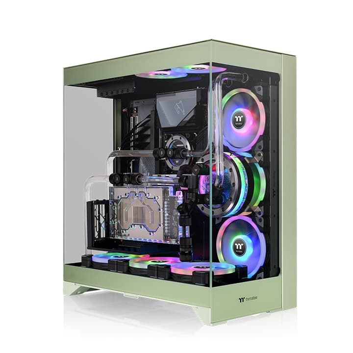 Thermaltake Thermaltake CTE E550 TG Matcha Green Mid Tower ATX Case, 3 Tempered Glass Panels, Three-Way VGA Installations Dual Chamber Design, Hidden-Connector Motherboard Support | CA-1Z8-00MEWN-00 - product view 2 of 6
