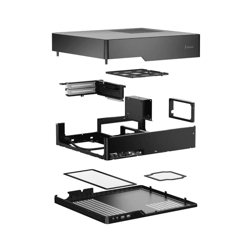 Fractal Design Fractal Design Node 202 Black Mini ITX Computer Case, 377 x 82 x 330 mm, 3x Dust filters (CPU, GPU & PSU), Total fan mounts 2x 120 mm in graphics card chamber, 2 x Expansion slots, SFX PSUs up to 130 mm long | CA-NODE-202-BK - product view 3 of 13