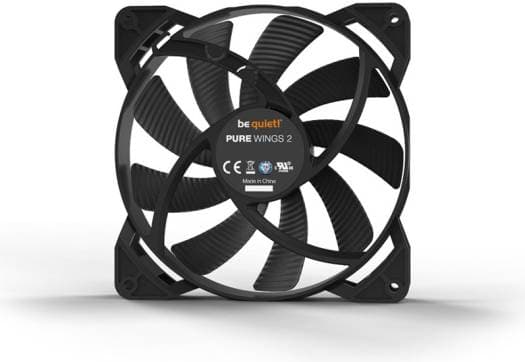 Be Quiet! Pure Wings 2 140mm PWM Case Fans, 9x Airflow-Optimized Fan Blades, 1000 RPM Fan Speed, Up to 104 CFM Airflow, Rifle Bearing Technology, Black | BL040 - product view 2 of 5