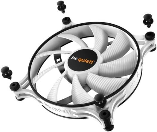 Be quiet! Be Quiet! Shadow Wings 2 140mm PWM Case Fan, 900 RPM Fan Speed, 85 CFM Airflow, Airflow-Optimized Fan Blades, Rubberized Fan Frame, Rifle Bearing Technology, White | BL091 - product view 2 of 7