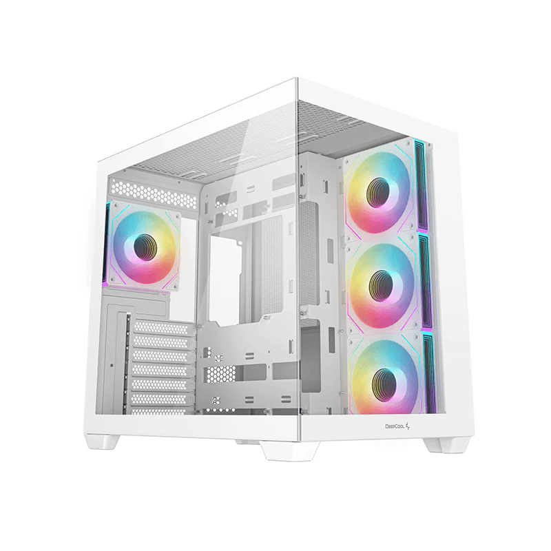 Deepcool CG530 4F Mid Tower Case, 4x PWM+ARGB Pre-Installed Fans, Tempered Glass, Supports upto ATX(Rear Connector) Motherboard, 2x USB 3.0, USB TYPE C, 2-in-1 AP, White | CG530-WHADA4-G-1 – Buy Online
