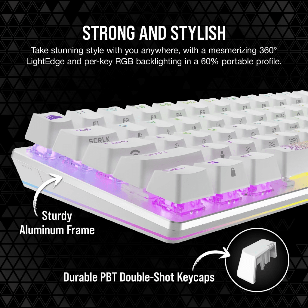 Corsair Corsair K70 PRO MINI WIRELESS 60% Mechanical CHERRY MX Red Switch Keyboard, with RGB Backlighting, Hot Swappable Keyswitches, Multi-platform Connectivity, Compact size, White | CH-9189110-NA - product view 3 of 3