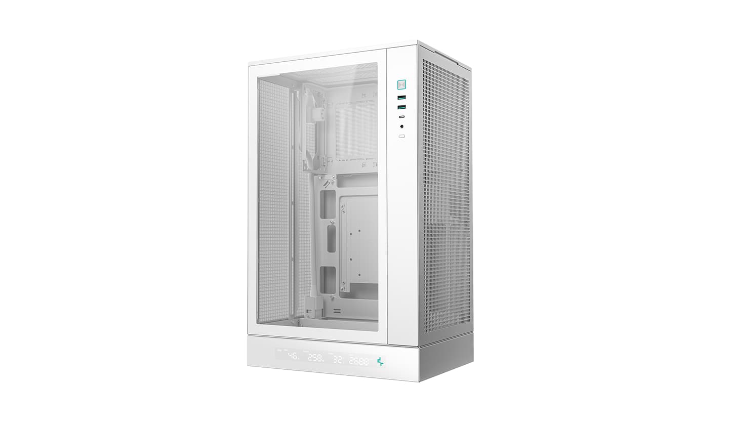 DEEPCOOL Deepcool CH270 DIGITAL Mini-tower Case, Tempered Glass, Motherboard Support Upto Micro-ATX (Rear Connector), 360mm Radiator Supports, Full Mesh Panel, ATX PS2 Support, White | R-CH270-WHNDM0-G-1 - product view 1 of 10