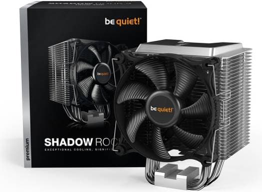 Be quiet! Be Quiet! Shadow Rock 3 CPU Cooler, Shadow Wings 2 120mm PWM High-Speed Fan, 1600 RPM Fan Speed, 65 CFM Airflow, 5x 6mm Nickle-Plated Copper Heat Pipes, HDT technology, Silver / Black | BK004 - product view 2 of 6