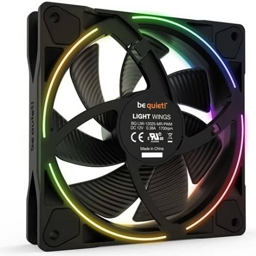 Be Quiet! Light Wings 120mm PWM aRGB Case Fans, 7 Silence-Optimized Fan Blades, Up to 70.53 CFM Airflow & 1700 RPM Fan Speed, Rifle Bearing Technology, Triple Pack, Black | BL076 - product view 2 of 4