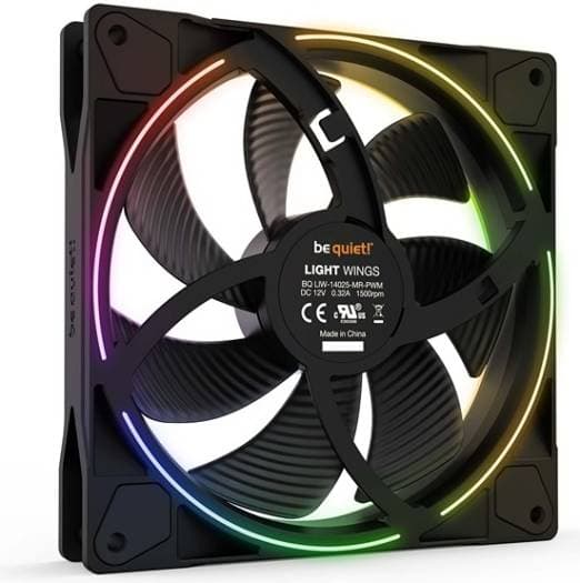 Be quiet! Be Quiet! Light Wings 140mm PWM aRGB Case Fans, 7 Silence-Optimized Fan Blades, Up to 95.14 CFM Airflow & 1500 RPM Fan Speed, Rifle Bearing Technology, Triple Pack, Black | BL078 - product view 3 of 5