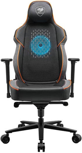 Cooler Master COUGAR NxSys Aero Gaming Chair with Integrated RGB Fan & Premium PVC Leather, Adjustable 3D Armrests, Elastomeric Mesh, Durable Steel Frame, 3" Wheels, 160kg Max Weight, Black-Orange | 3MARP0RB.0001 - product view 3 of 9