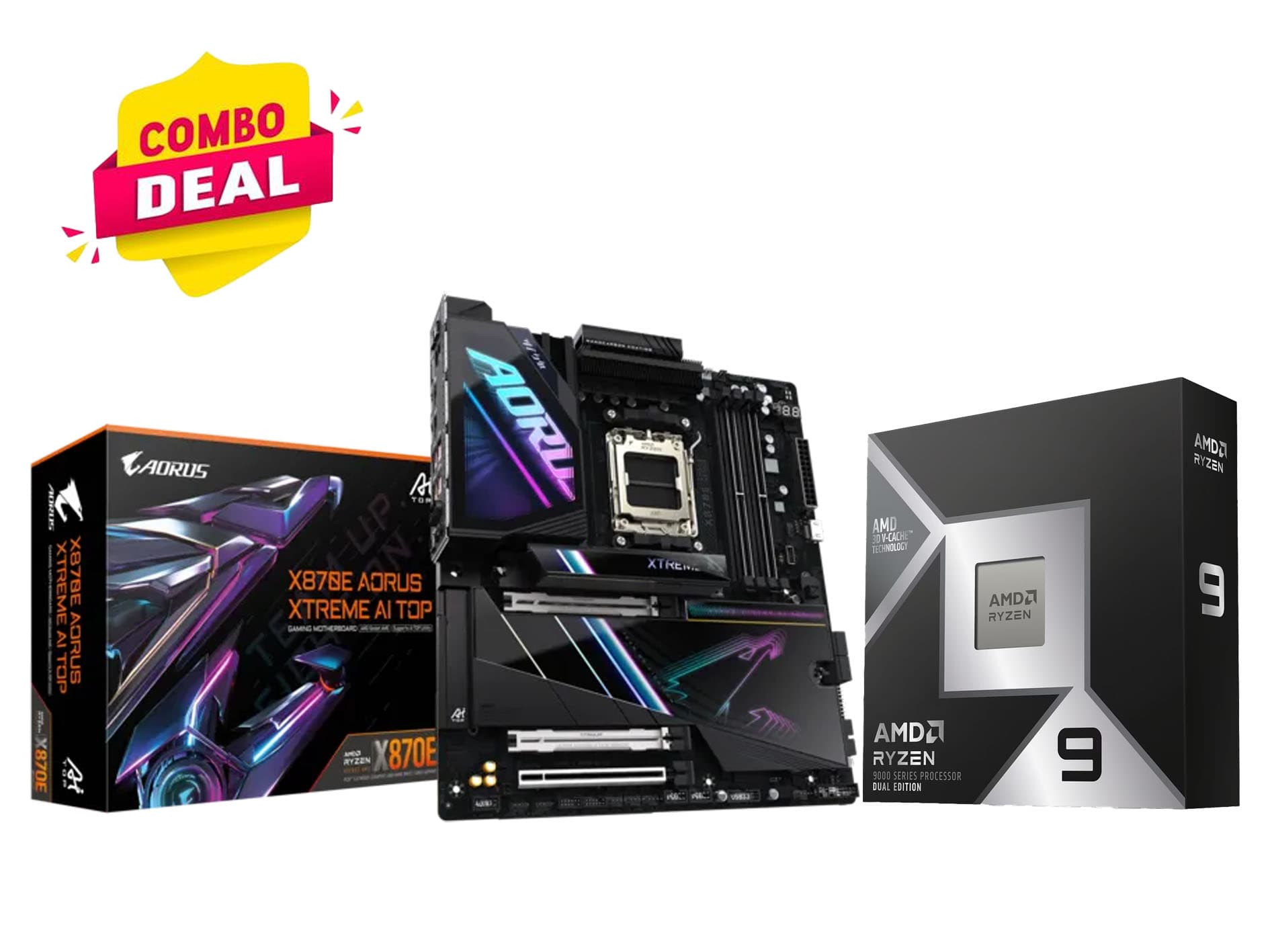 AMD Ryzen 9 9950X3D2 Processor & GIGABYTE X870E AORUS XTREME AI TOP Motherboard Combo Deal | Latest Gen AM5 Gaming & AI Workstation Bundle - product view 1 of 3
