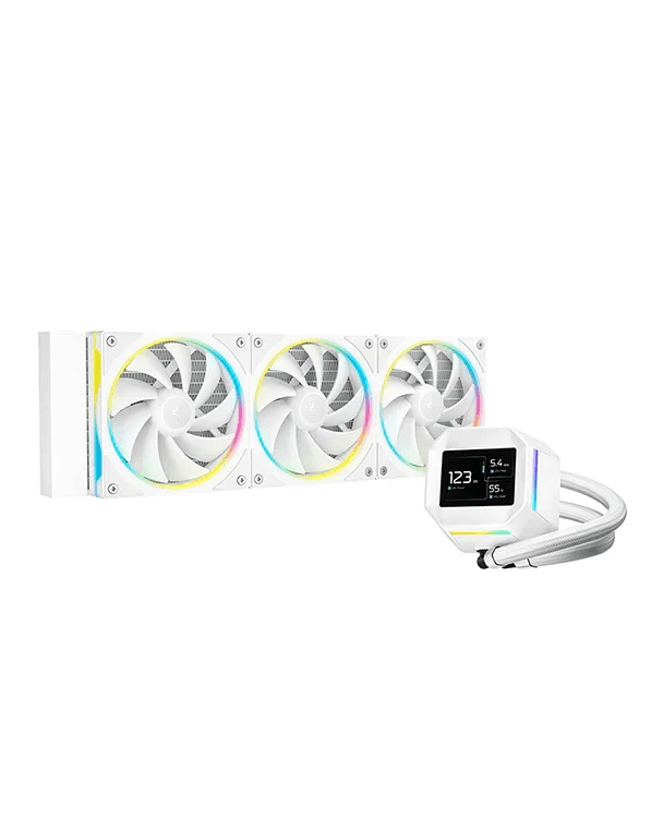 Deepcool LM360 AIO LCD ARGB Liquid Cooler,  2.4" IPS LCD Display, 6th-generation Pump, 2500～3600 RPM±10%, 66.23 CFM Fan Airflow, 3.27 mmAq Fan Air Pressure, Hydro Bearing, White | R-LM360-WHDMMC-1 – Buy Online