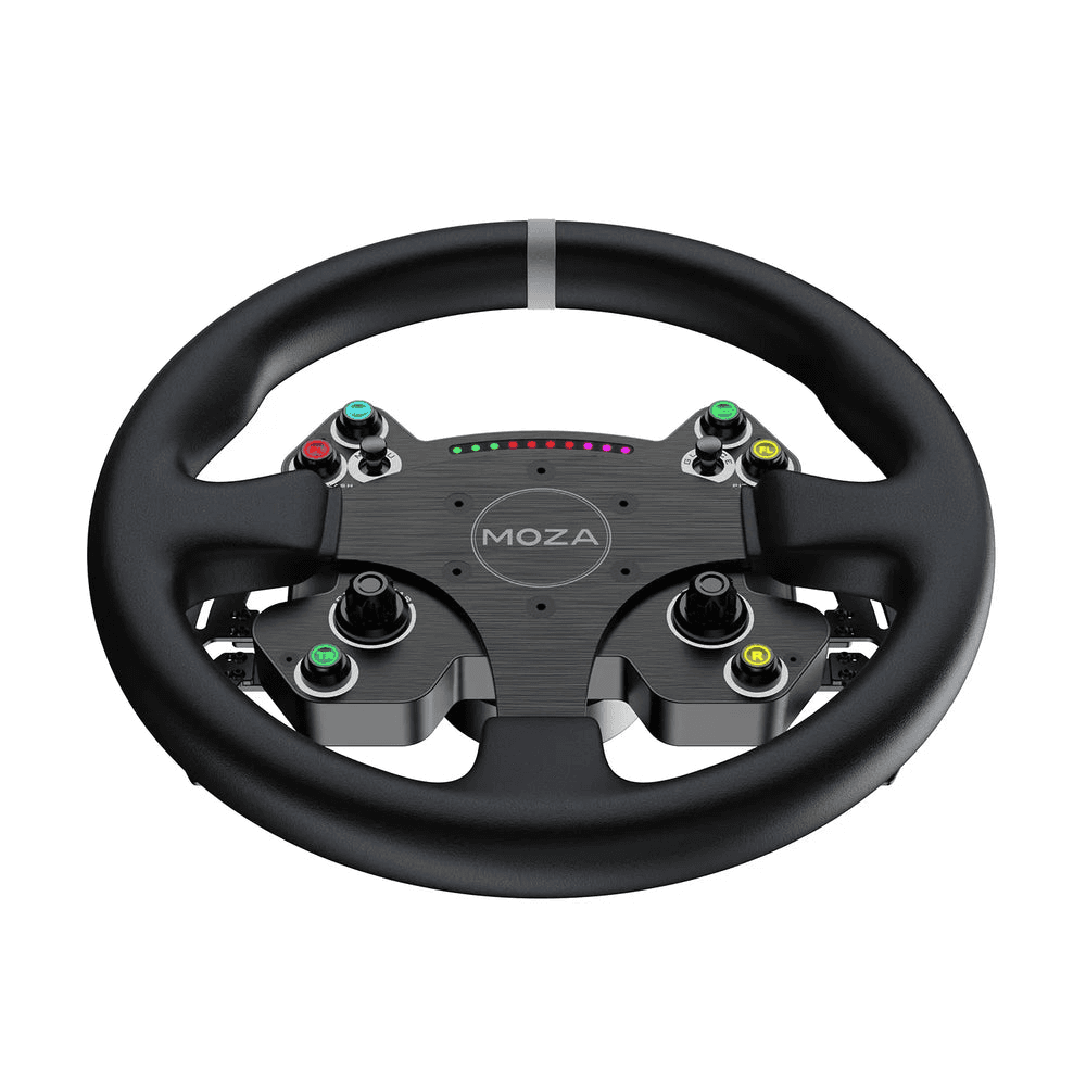 MOZA MOZA RS057 CS V2P Steering Wheel, 13-Inch Authentic Racing Rim, Microfiber Leather, Forged Carbon Fiber Shifters, Aviation-Grade Aluminum - product view 3 of 4