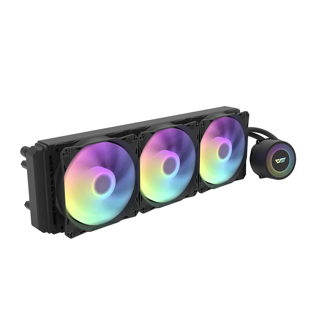 Darkflash Darkflash AURA DA360 Liquid CPU Cooler, 120mm PWD Fans, 900~1800RPM Fan Speed, 2500 RPM Pump Speed, HQ Water Pump, Wide Copper Bottom, Hydraulic Bearing, Black - product view 2 of 7