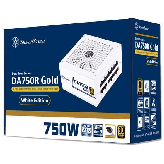 Silverstone SILVERSTONE DA750R WHITE 80PLUS GOLD 750W ATX 3.0,PCIE 5.0 FULLY MODULAR POWERSUPPLY  | SST-DA750R-GMA-WWW - product view 1 of 6