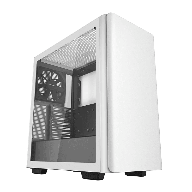 DeepCool CK500 Mid-Tower Case, 2x Pre Installed Fans, 4x Drive Bays, 7x Expansion Slots, ABS+SPCC+Tempered Glass, Balanced airflow and noise performance, White | R-CK500-WHNNE2-G-1 – Buy Online