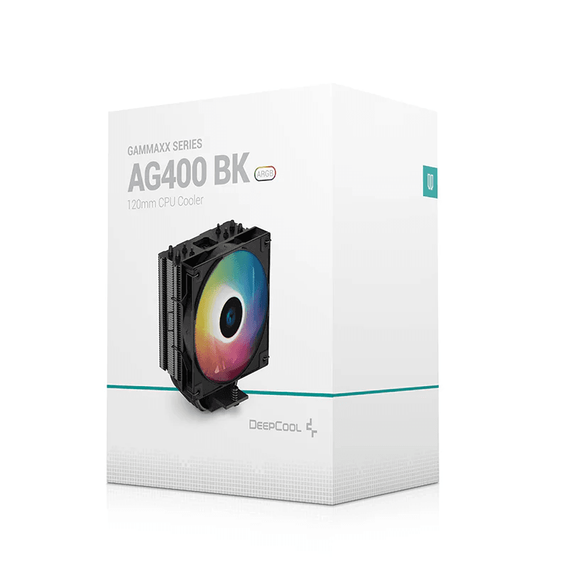 DEEPCOOL DeepCool AG400 BK ARGB Single Tower 120mm CPU Cooler, 2000 RPM Fan Speed, 75.89 CFM Airflow, ARGB LED, 3.36W Power, ???31.6 dB(A) Fan Noise, LGA1700/1200/AM5/AM4 Black |  R-AG400-BKANMC-G-2 - product view 2 of 7