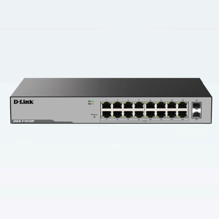 D-Link DGS-F1016P 16 Port Gigabit Unmanaged POE Switch, with 2 SFP ports 250 watts – Buy Online