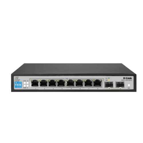D-Link DGS-F1100-10PS-E PoE Gigabit ManagedSwitch, 6kv Surge Protection, 8x 10/100/100 BASE-T PoE Ports (802.3af/at complaint), 2 Gigabit SFP Ports, Fanless design for silent operation – Buy Online