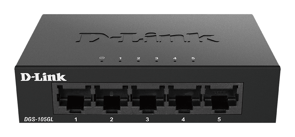 D-link D-Link DGS-105GL 5-Port Gigabit Unmanaged Desktop Switch, 10/100/1000 Mbps, Fanless Metal Design, Plug-and-Play | DGS-105GL - product view 2 of 3