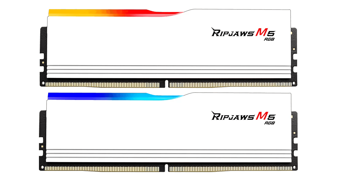 G.SKILL G Skill Ripjaws M5 RGB DDR5 32GB (2x16GB) Intel XMP Memory Kit (RAM), 6400Mhz, CL36-48-48-102 1.35V, White | F5-6400J3648F16GX2-RM5RW - product view 3 of 3