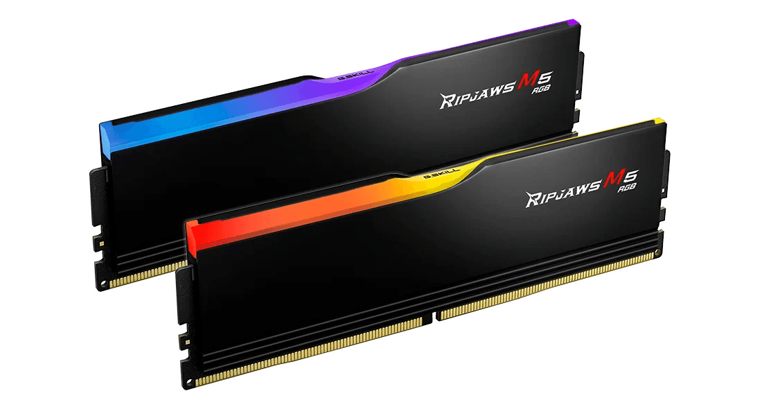 G.SKILL G Skill Ripjaws M5 RGB DDR5-6400 CL32-39-39-102 1.40V 64GB (2x32GB) Intel XMP Memory Kit (RAM), Black | F5-6400J3239G32GX2-RM5RK - product view 2 of 3