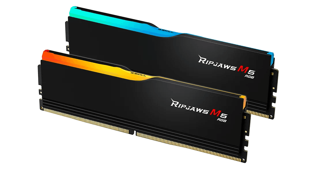 G.SKILL G Skill Ripjaws M5 RGB DDR5-6400 CL32-39-39-102 1.40V 64GB (2x32GB) Intel XMP Memory Kit (RAM), Black | F5-6400J3239G32GX2-RM5RK - product view 1 of 3