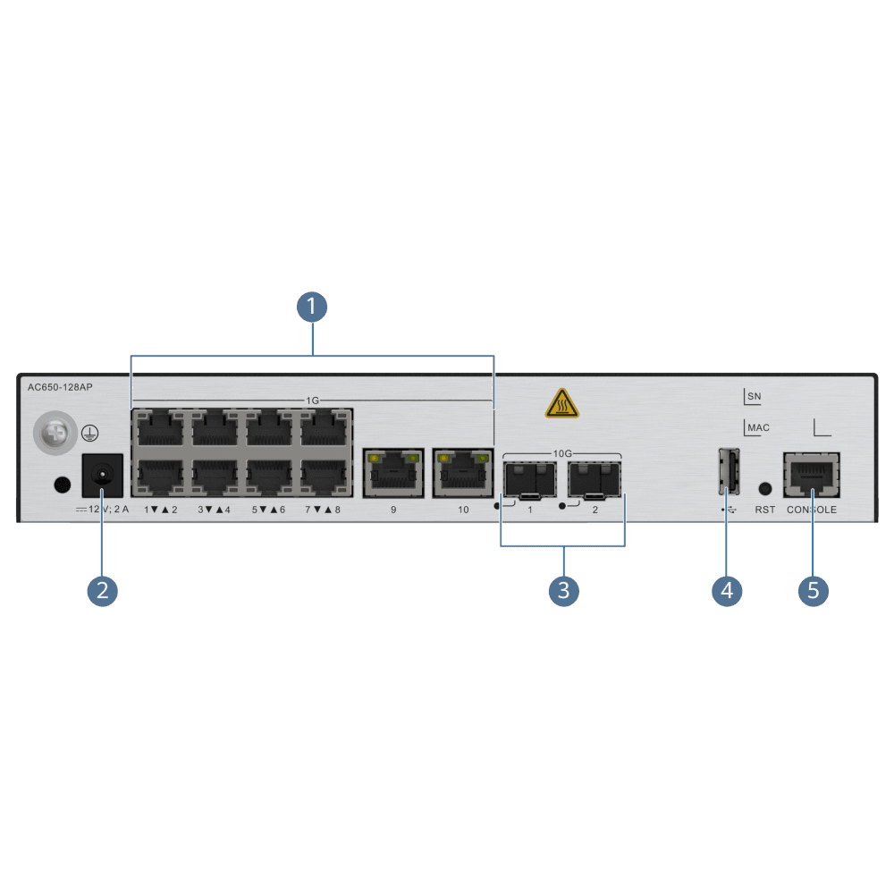 Huawei AC650-128AP Wireless Access Controller, mainframe (10*GE ports, 2*10GE SFP+ ports, with the AC/DC adapter) - product view 3 of 3